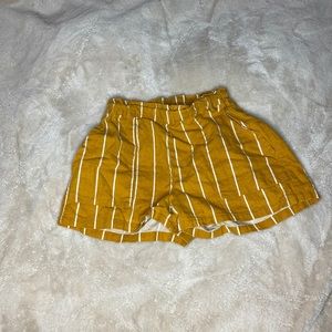 Striped Yellow Fabric Shorts